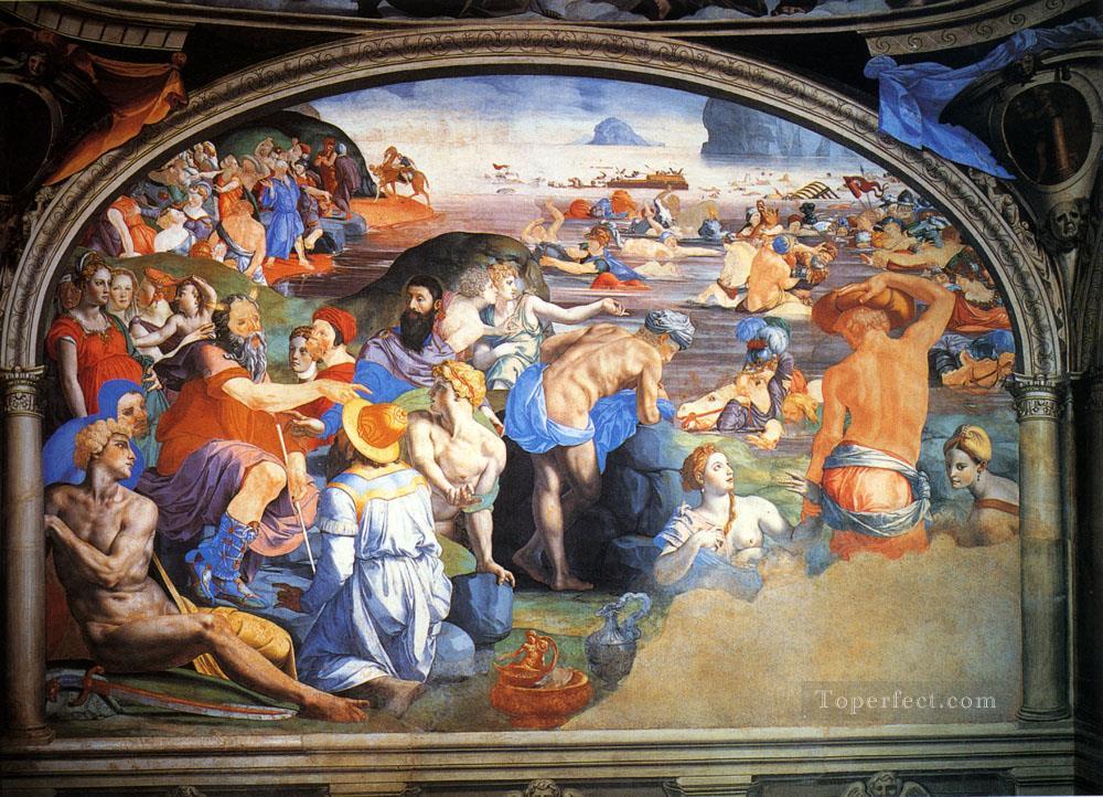 アーニョロ 紅海を渡る フィレンツェ アーニョロ・ブロンズィーノ油絵